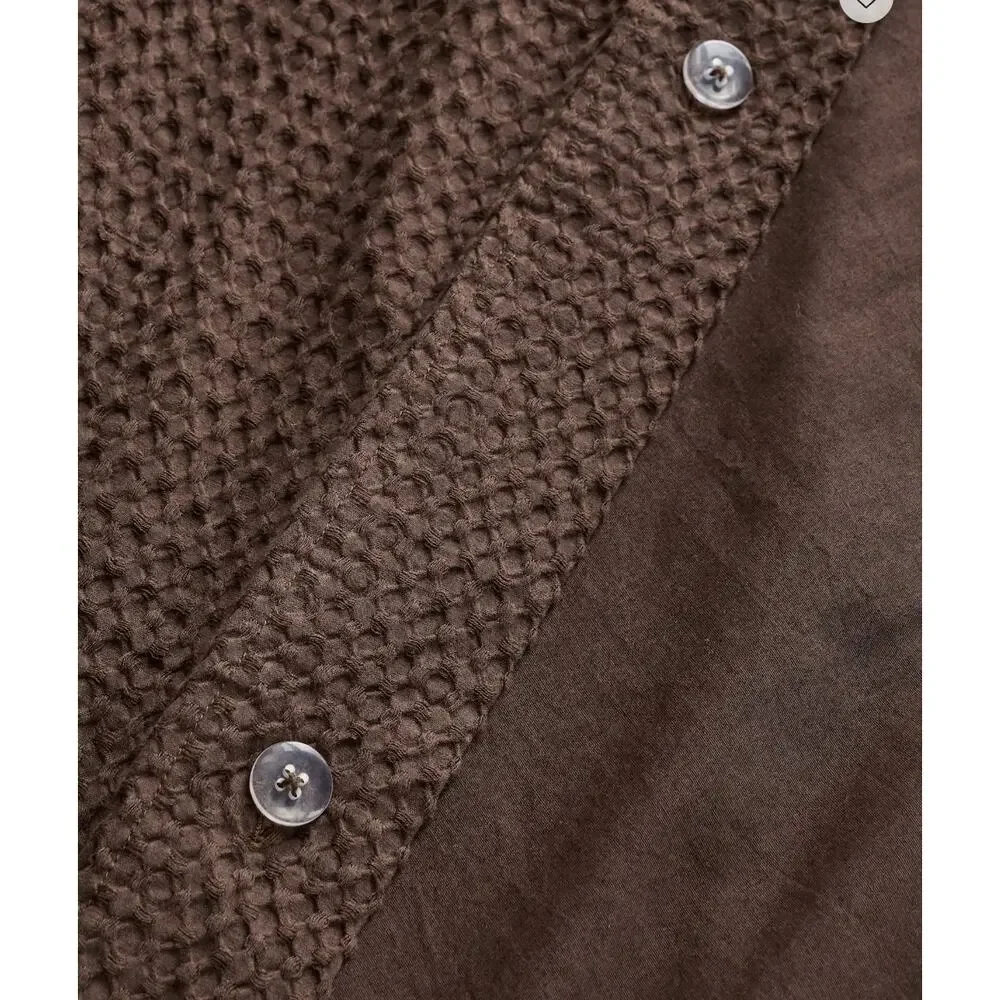 NIB Organic Luxe Honeycomb Duvet Cover Set Full/Queen in ESPRESSO